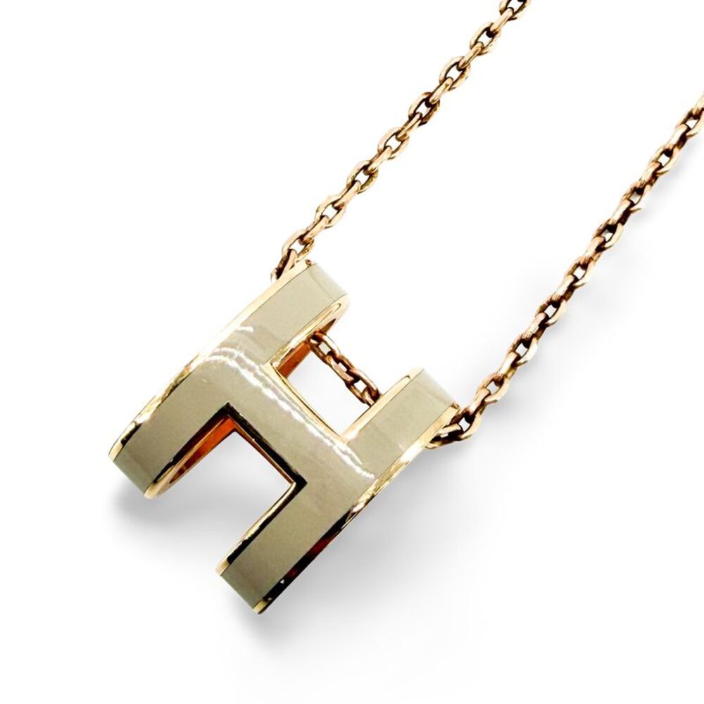 Hermes Pop H Pendant Chain Metal And Enamel Beige Other Necklace Jewelry
